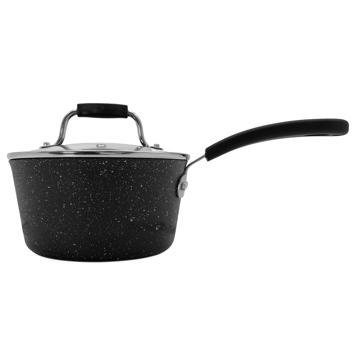 THE ROCK by Starfrit Terra Black Marble Non-Stick Saucepan with Bakelite Handle, 2 Qt.