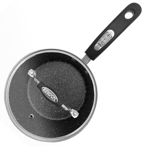 THE ROCK by Starfrit Terra Black Marble Non-Stick Saucepan with Bakelite Handle, 3 Qt.
