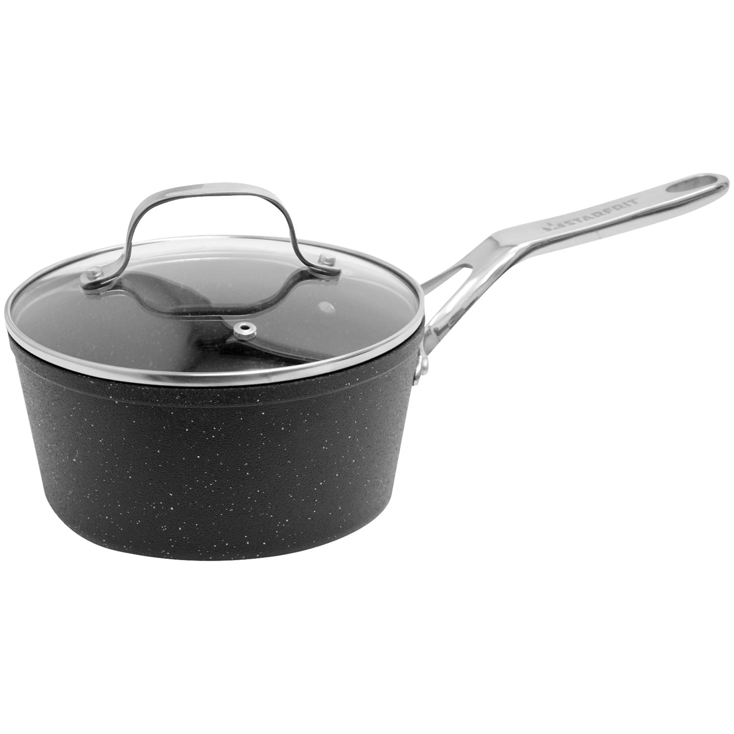 THE ROCK by Starfrit THE ROCK by Starfrit Saucepan with Glass Lid and Stainless Steel Handles, 2 Qt.