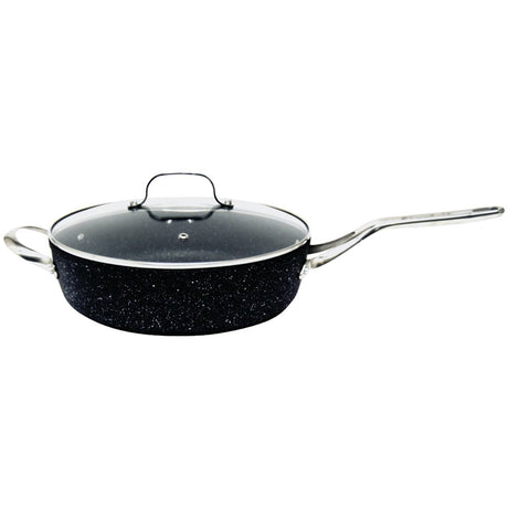THE ROCK by Starfrit 11", 4.7-Quart Deep Sauté Pan with Glass Lid & Stainless Steel Handles