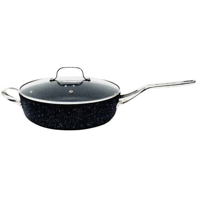 THE ROCK by Starfrit 11", 4.7-Quart Deep Sauté Pan with Glass Lid & Stainless Steel Handles
