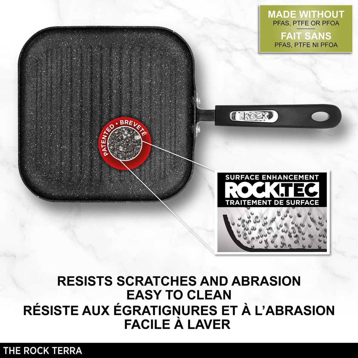 The Rock by Starfrit 10-In. Terra Collection Nonstick Grill Pan with Bakelite Handle