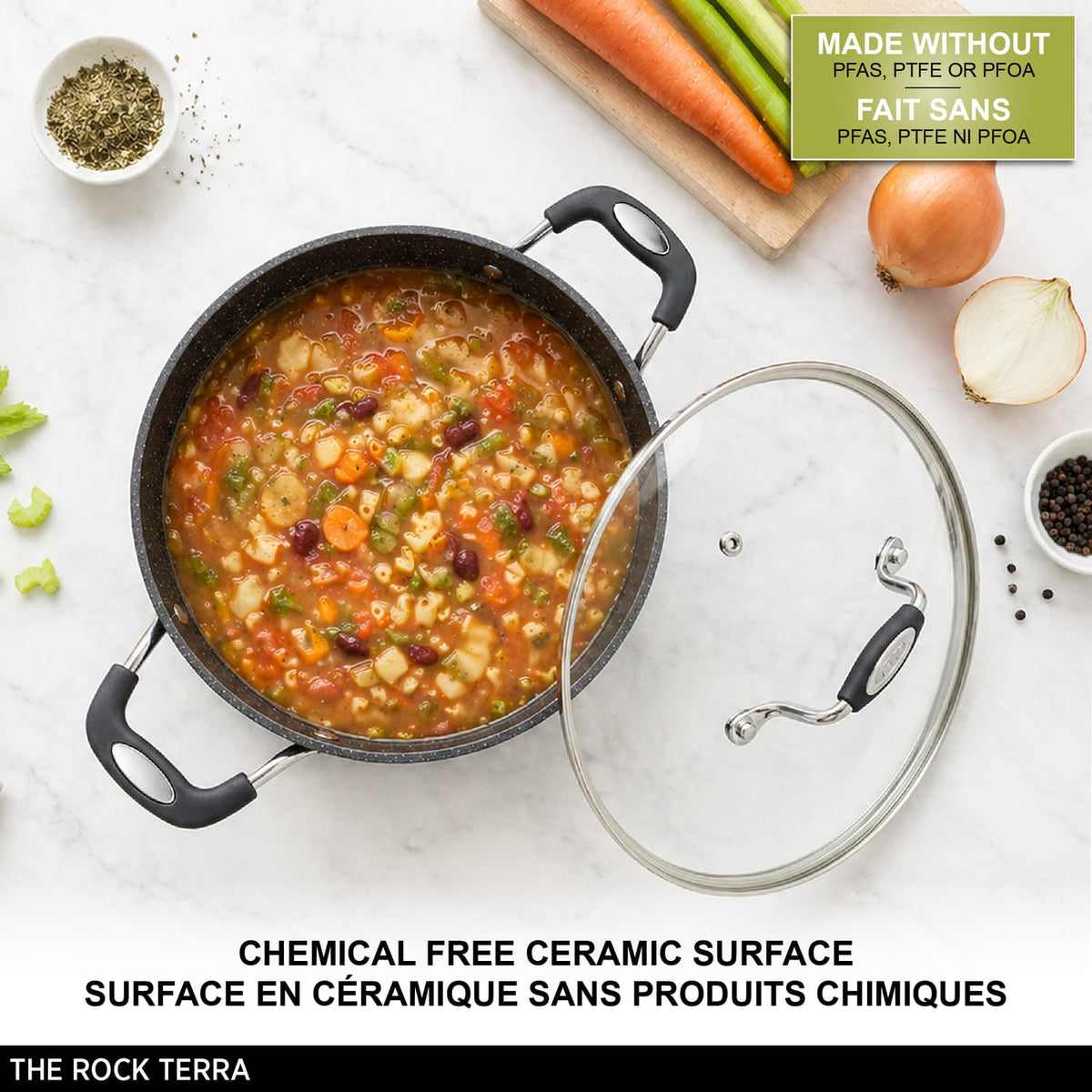 The Rock by Starfrit 5-Qt. Terra Collection Nonstick Casserole with Lid and Bakelite Handle