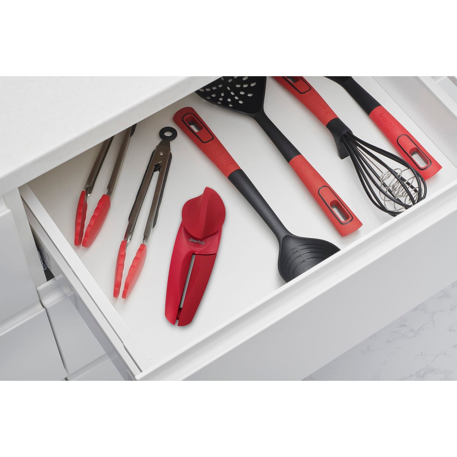 Starfrit MightiCan Heavy-Duty Non-Slip Knob Can Opener, Red