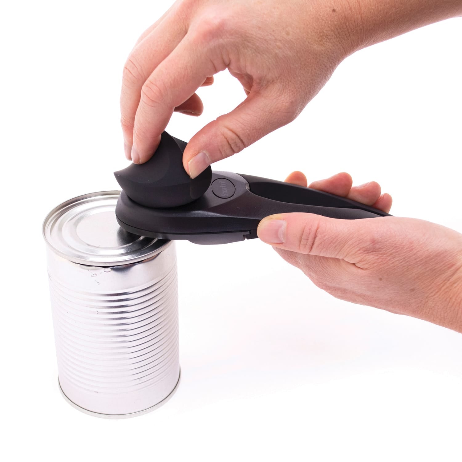 Starfrit MightiCan Heavy-Duty Non-Slip Knob Can Opener, Black