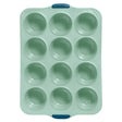 Starfrit 12-Cup Silicone Muffin Pan with Integrated Metal Frame, Sage Green
