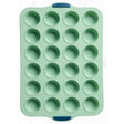 Starfrit 24-Cup Silicone Mini Muffin Pan with Integrated Metal Frame, Sage Green