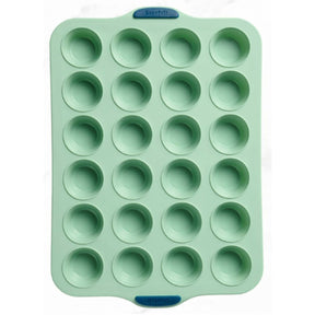 Starfrit 24-Cup Silicone Mini Muffin Pan with Integrated Metal Frame, Sage Green