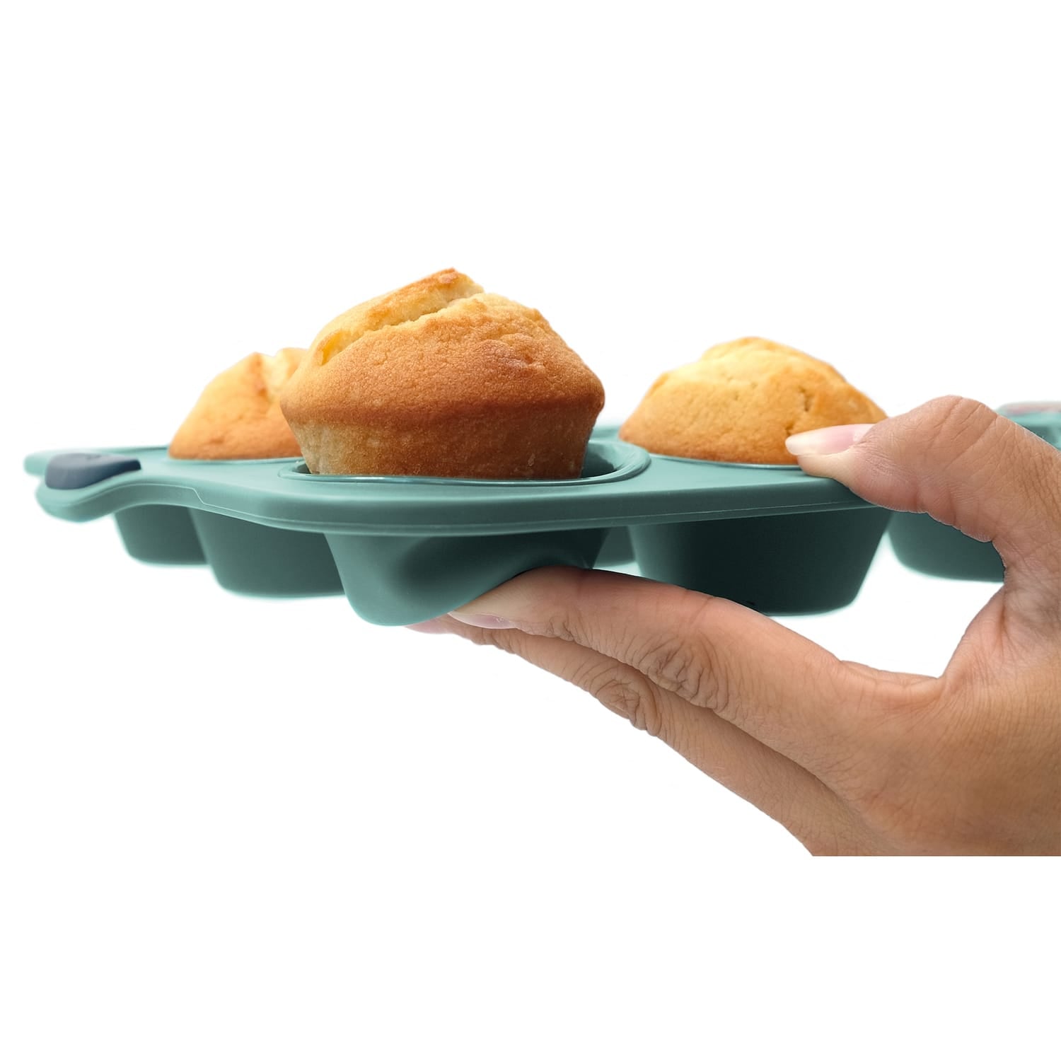 Starfrit 24-Cup Silicone Mini Muffin Pan with Integrated Metal Frame, Sage Green