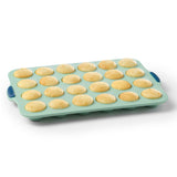 Starfrit 24-Cup Silicone Mini Muffin Pan with Integrated Metal Frame, Sage Green