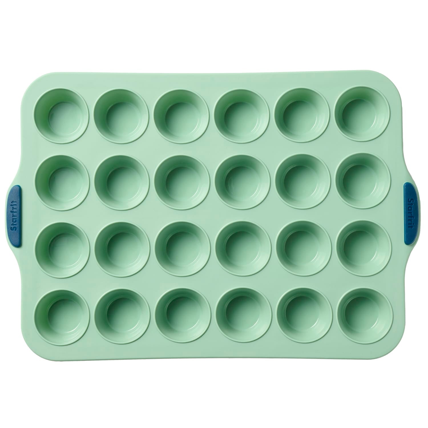 Starfrit 24-Cup Silicone Mini Muffin Pan with Integrated Metal Frame, Sage Green