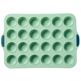 Starfrit 24-Cup Silicone Mini Muffin Pan with Integrated Metal Frame, Sage Green