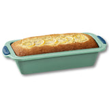 Starfrit 9.5-In. x 4-In. Silicone Loaf Pan with Integrated Metal Frame, Sage Green