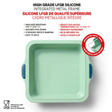 Starfrit 8-In. Silicone Square Cake Pan with Integrated Metal Frame, Sage Green