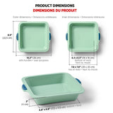 Starfrit 8-In. Silicone Square Cake Pan with Integrated Metal Frame, Sage Green