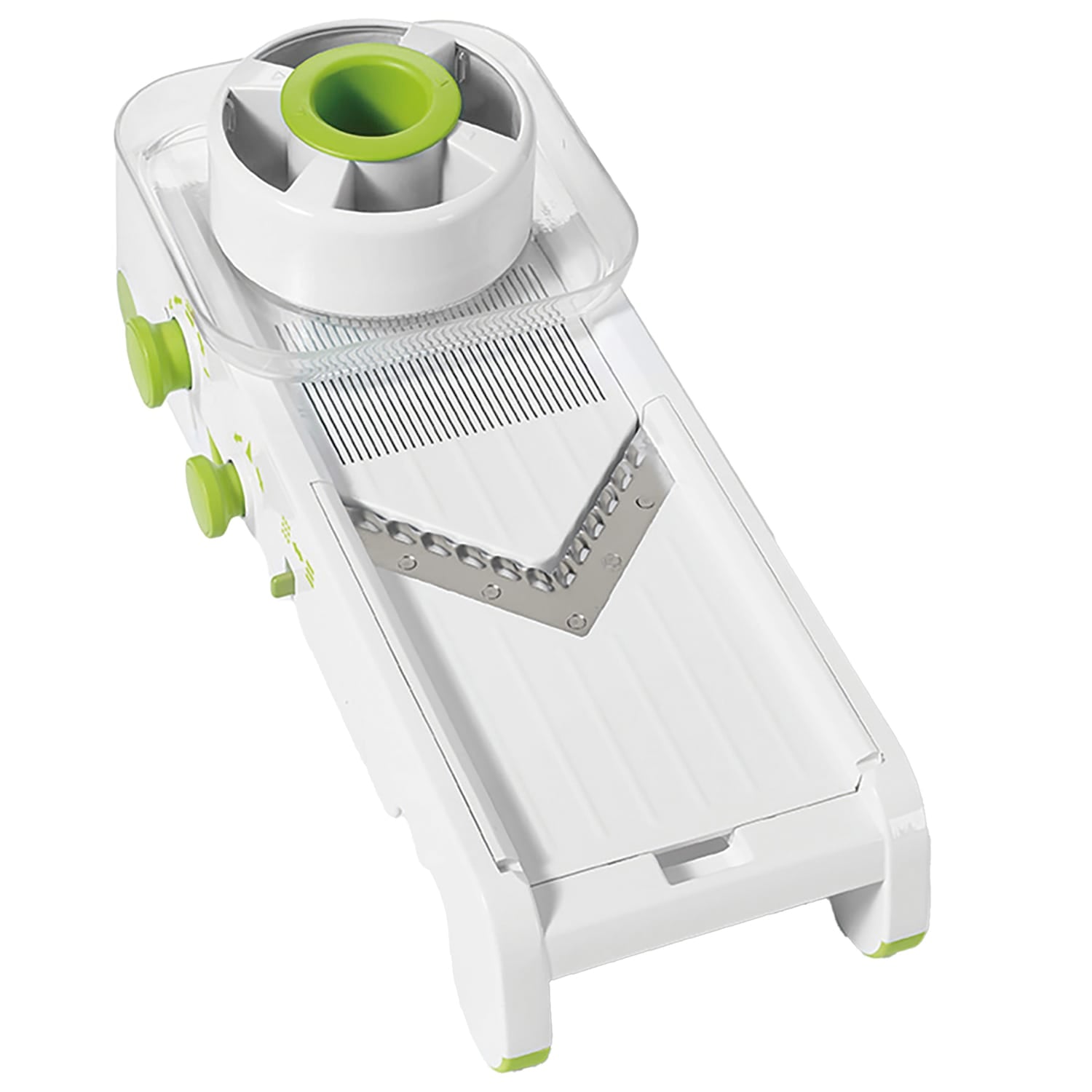 Starfrit Cubing Pro Mandoline Slicer with Storage Box, White with Green