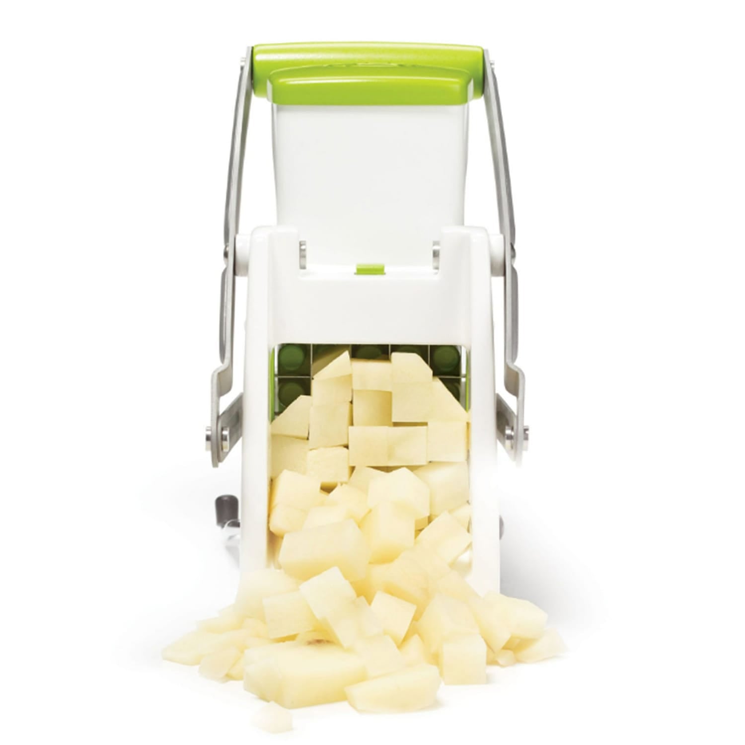 Starfrit Pro Fry Cutter and Cuber Multiuse Kitchen Tool, White with Green