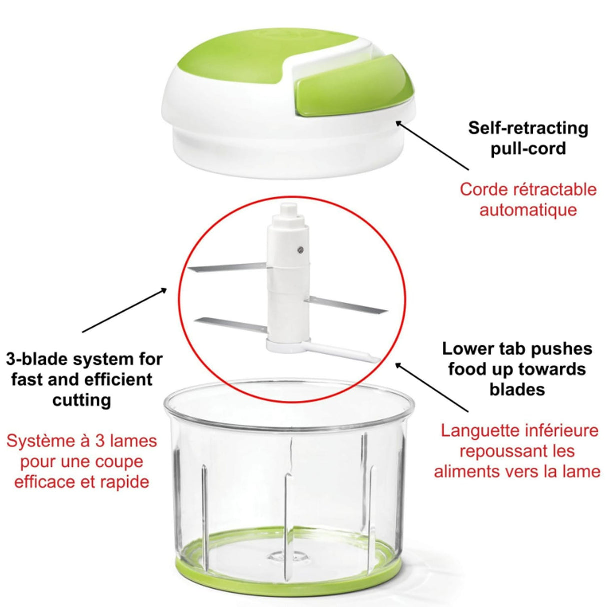 Starfrit Pull Chopper with Lid, Green/White