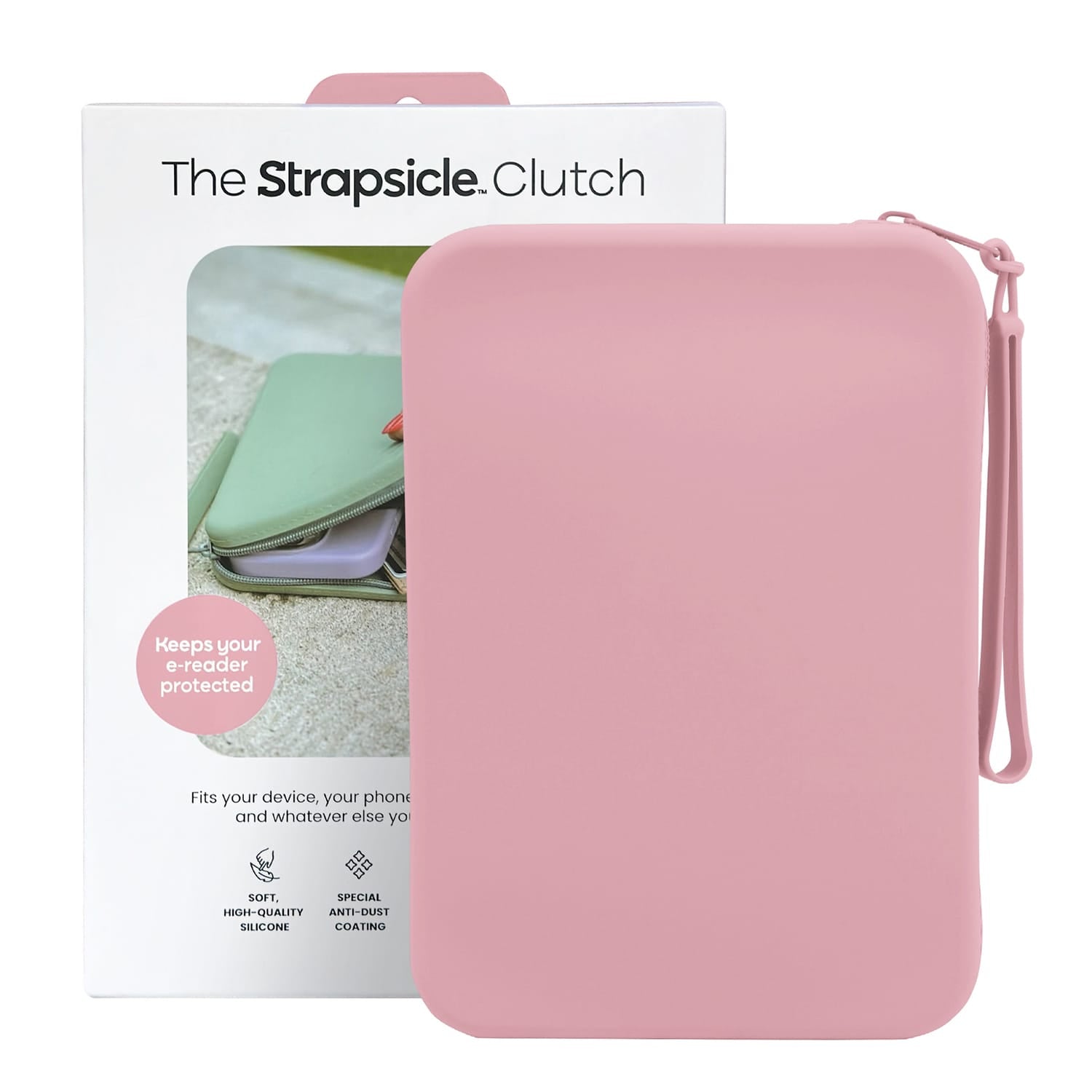 Strapsicle Clutch Sleeve for Select Kindle and Kobo E-Readers, Blush