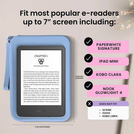 Strapsicle Clutch Sleeve for Select Kindle and Kobo E-Readers, Bondi Blue