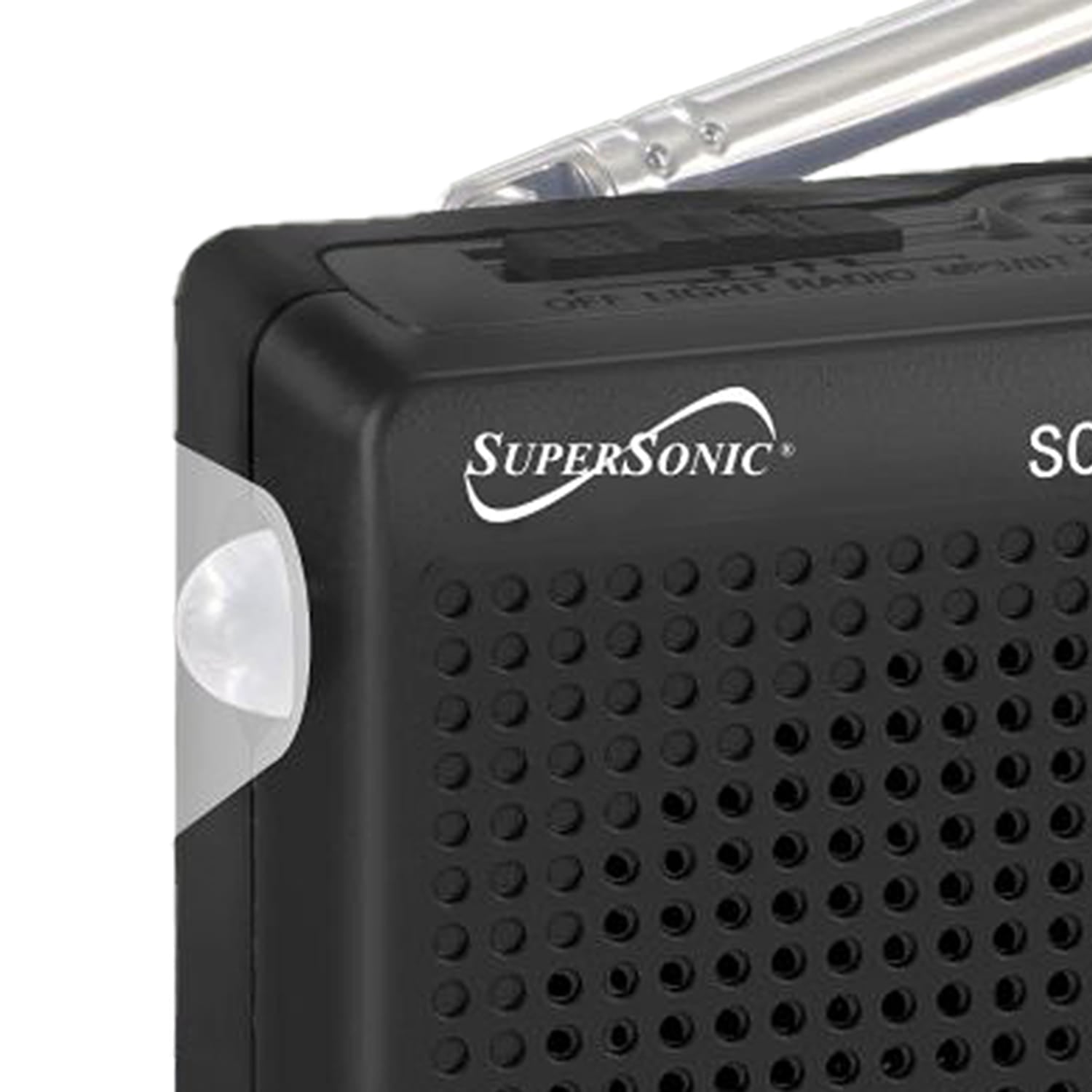 Supersonic 9-Band Rechargeable Radio with Bluetooth and USB/microSD Card Input, SC-1080BT, Black