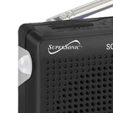 Supersonic 9-Band Rechargeable Radio with Bluetooth and USB/microSD Card Input, SC-1080BT, Black