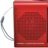 Supersonic 9-Band Rechargeable Radio with Bluetooth and USB/microSD Card Input, SC-1080BT, Red