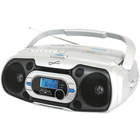 Supersonic Bluetooth CD/Cassette/Radio Portable Audio System, White, SC-729BT
