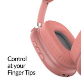 IQ Sound Bluetooth Over-Ear High-Performance Headphones with Mic, FM Radio, and 3.5-mm Aux Input, up to 6 Hours Play Time, IQ-170BT, Rose Gold