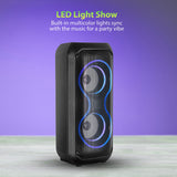 IQ Sound 6-Watt Portable Bluetooth Rechargeable Speaker with Dual 4-In. Woofers, Lights, FM Radio, Mic Input, and Remote, IQ-3404BT