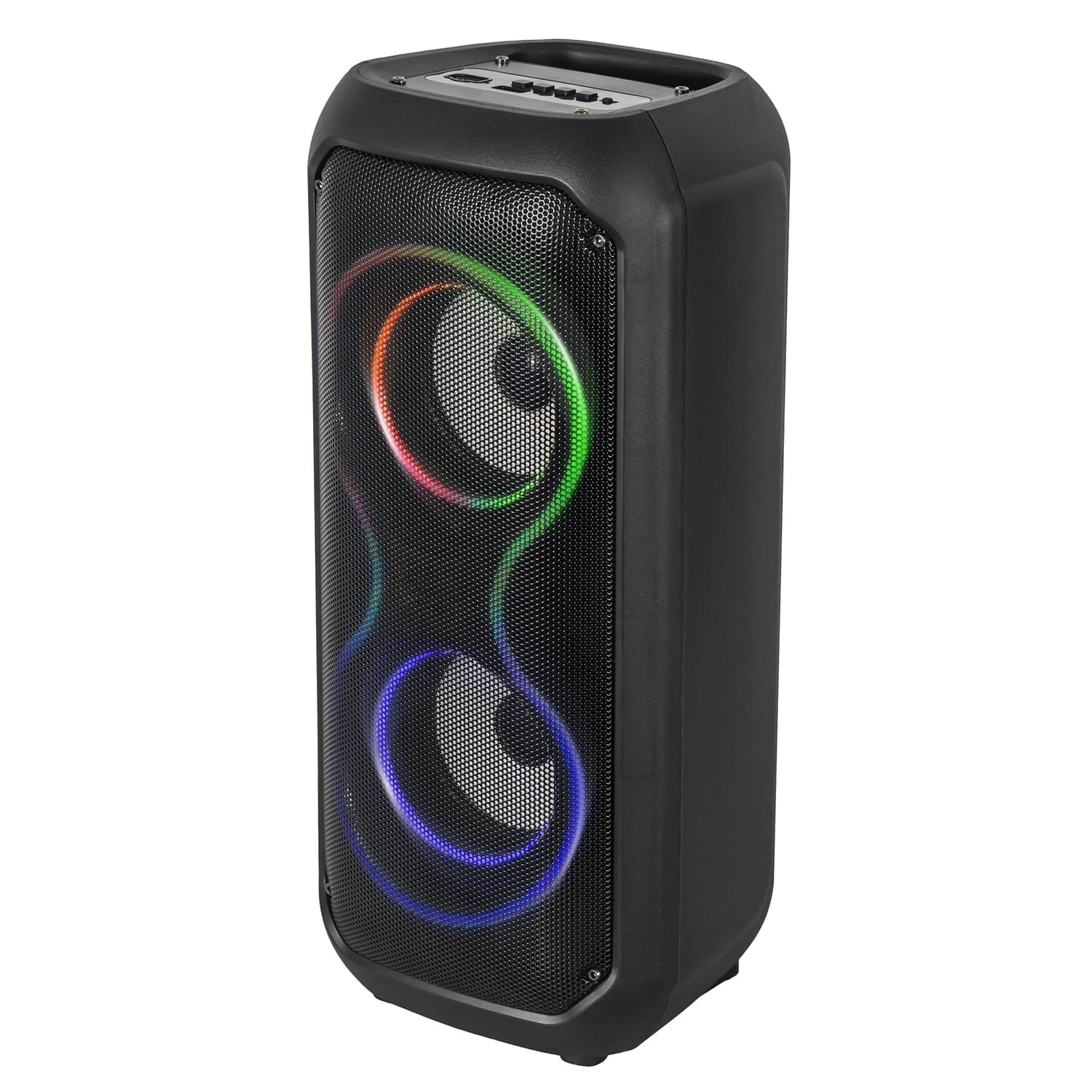 IQ Sound 6-Watt Portable Bluetooth Rechargeable Speaker with Dual 4-In. Woofers, Lights, FM Radio, Mic Input, and Remote, IQ-3404BT