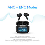 IQ Sound iQ Edge Pro TWS Bluetooth In-Ear Earbuds with Mic and Smart Display Charging Case, ANC and ENC, up to 20 Hours Play Time, IQ-341ANC, Black