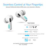 IQ Sound iQ Edge Pro TWS Bluetooth In-Ear Earbuds with Mic and Smart Display Charging Case, ANC and ENC, up to 20 Hours Play Time, IQ-341ANC, White