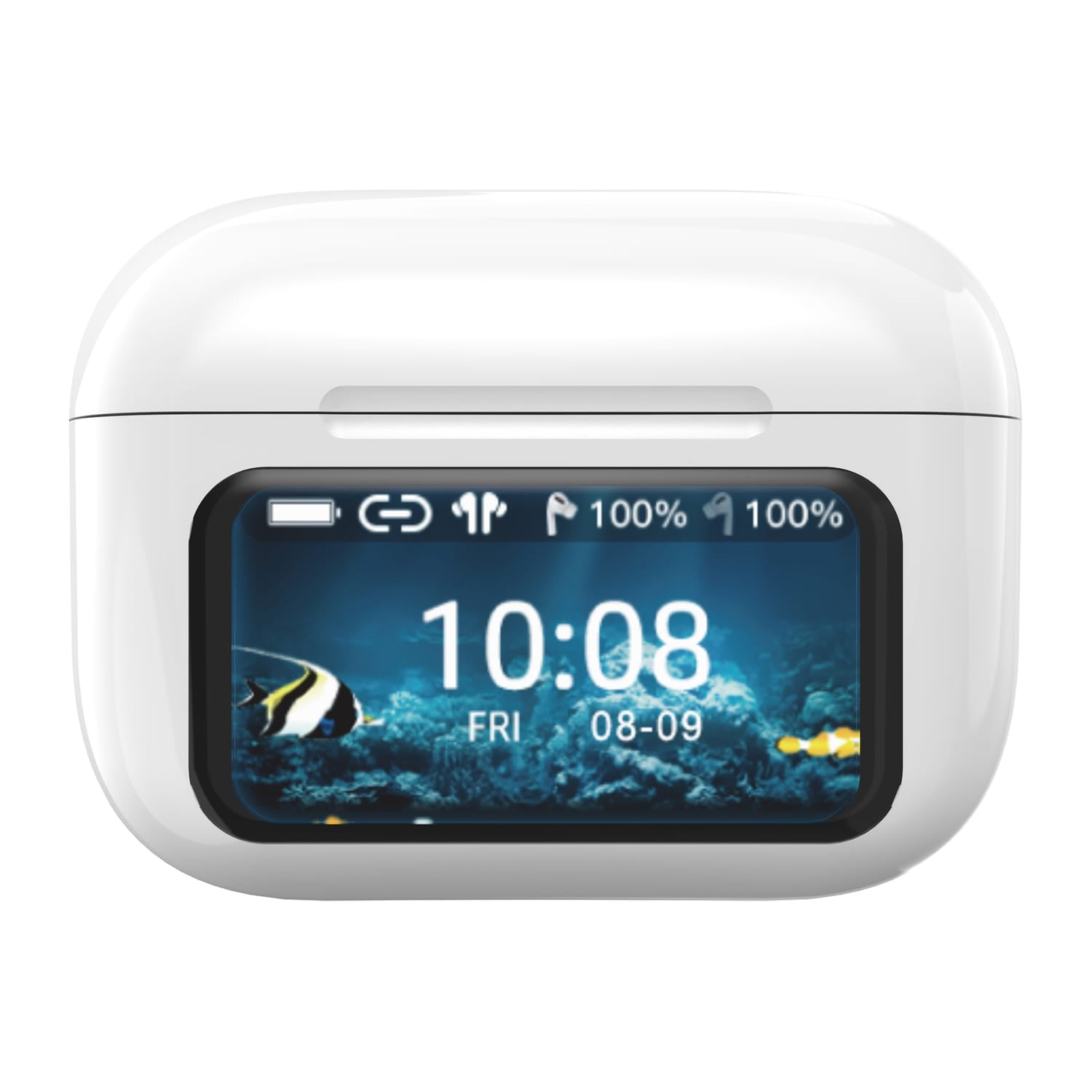 IQ Sound iQ Edge Pro TWS Bluetooth In-Ear Earbuds with Mic and Smart Display Charging Case, ANC and ENC, up to 20 Hours Play Time, IQ-341ANC, White