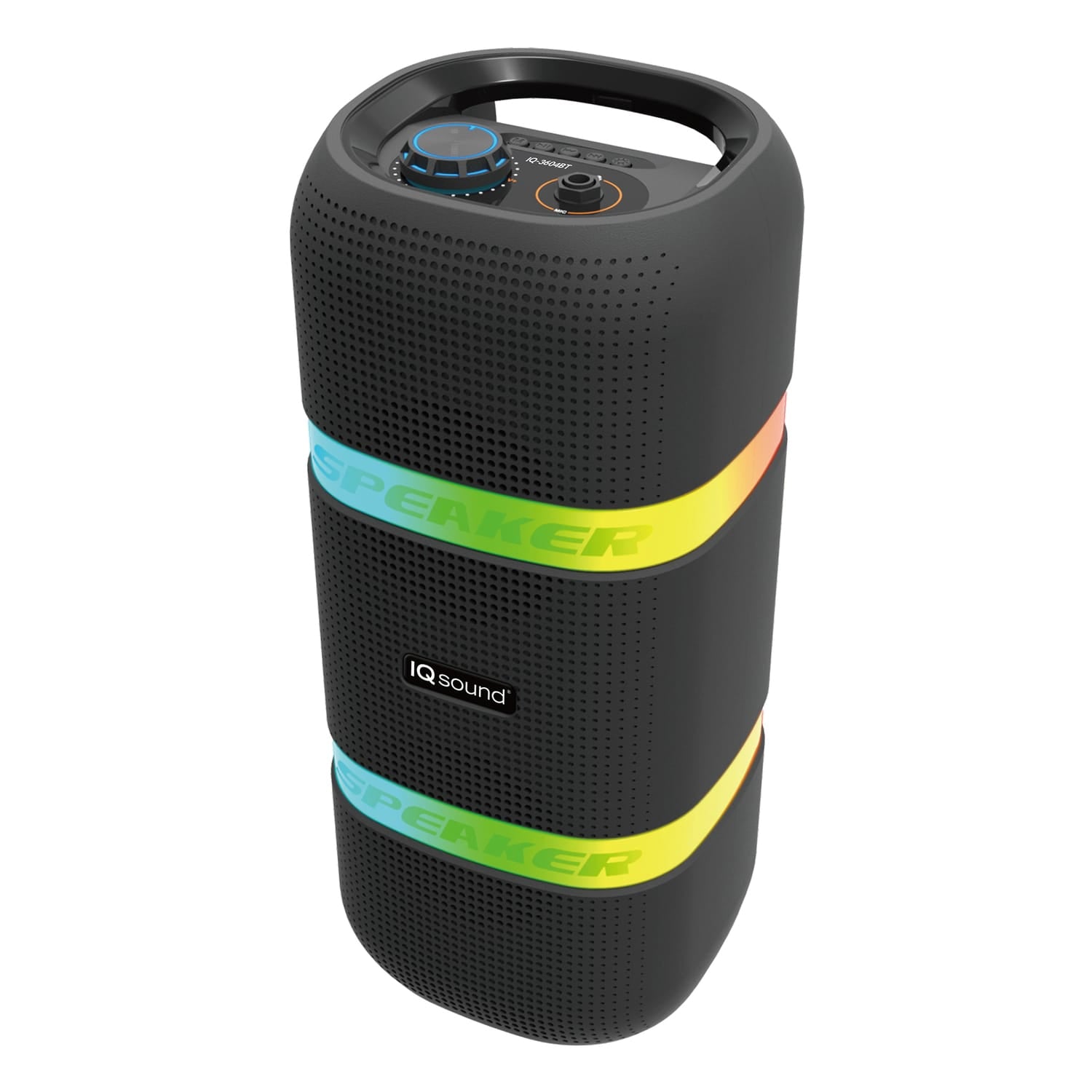 IQ Sound 10-Watt Portable Bluetooth Rechargeable Speaker with Dual 4-In Woofers, Lights, FM Radio, and Mic Input, IQ-3604BT