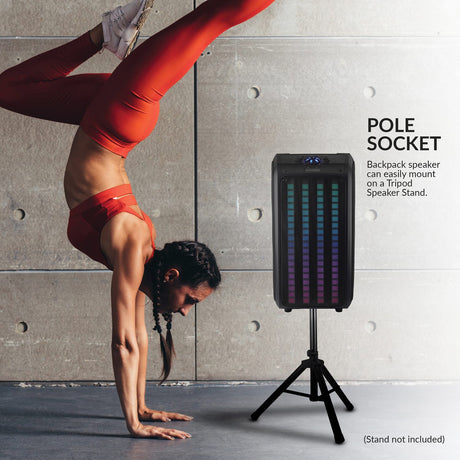 IQ Sound Sound Traveler 20-Watt-Continuous-Power Portable Backpack Speaker with Wired Microphone and Remote