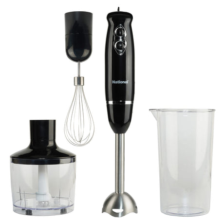 National 500-Watt Multi-Purpose 4-in-1 Immersion Blender with Attachments, Black