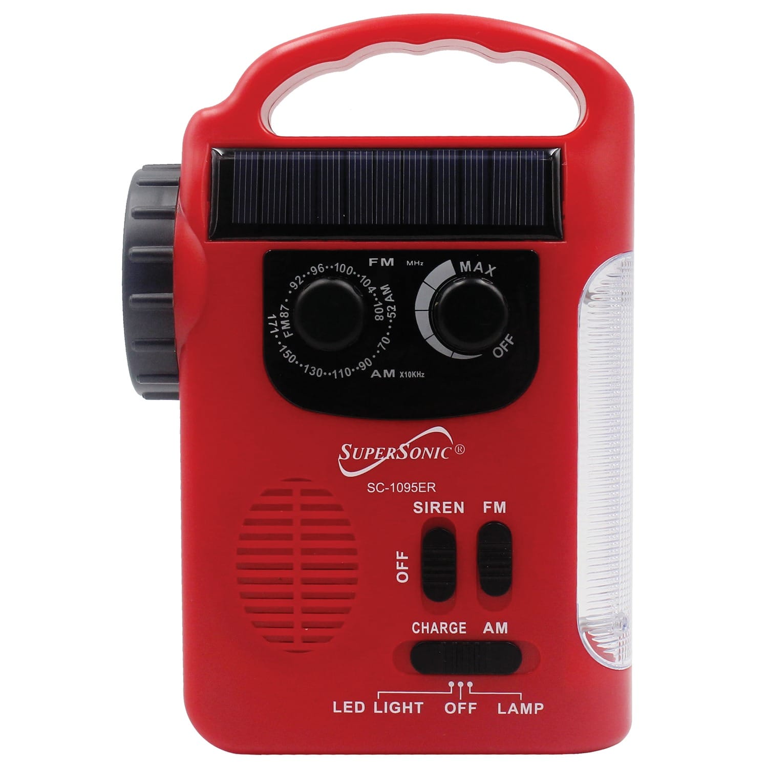 Supersonic 5-Way Emergency Solar/Hand Crank Radio with Flashlight