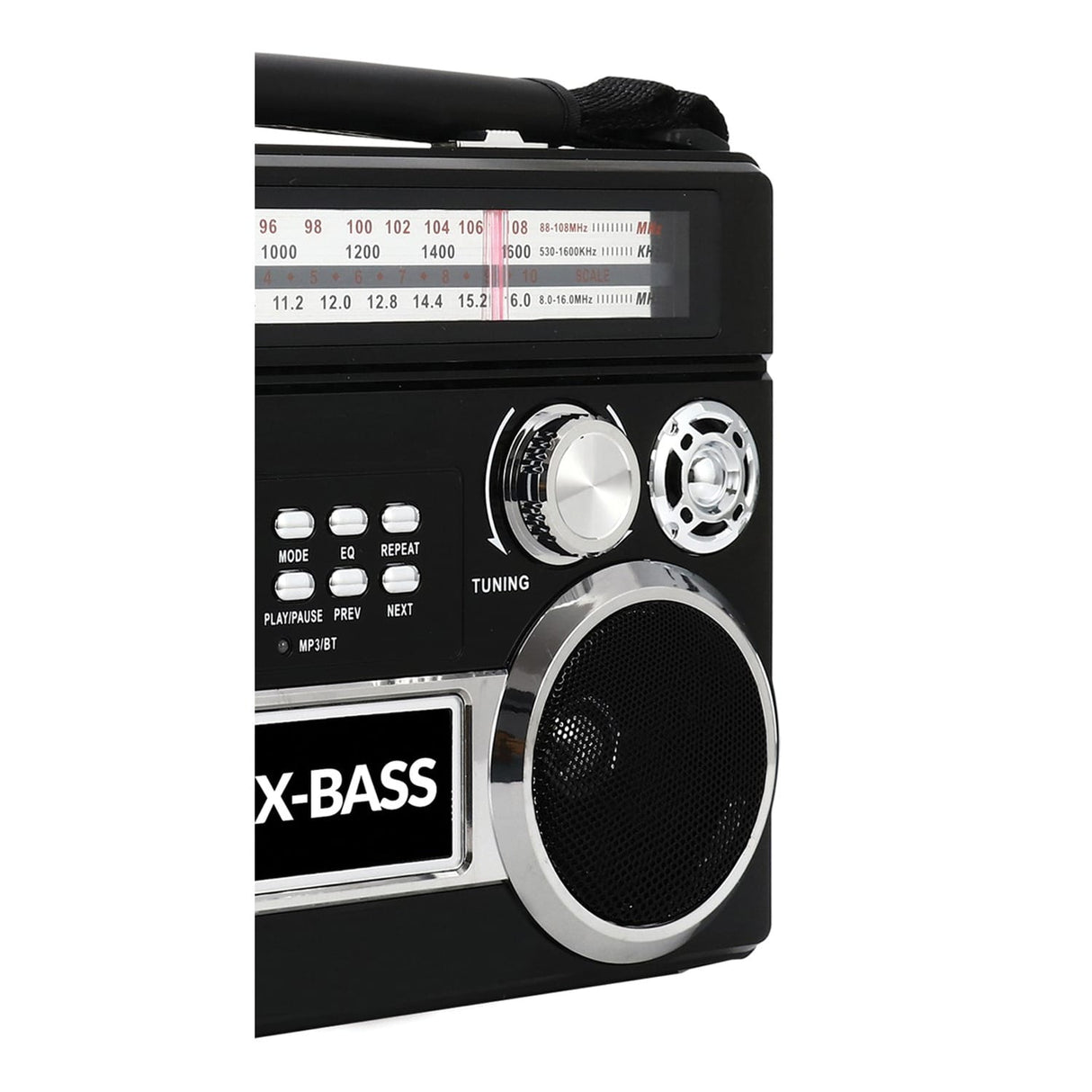 Supersonic Portable 3-Band Radio with Bluetooth and Flashlight, SC-1097BT, Black