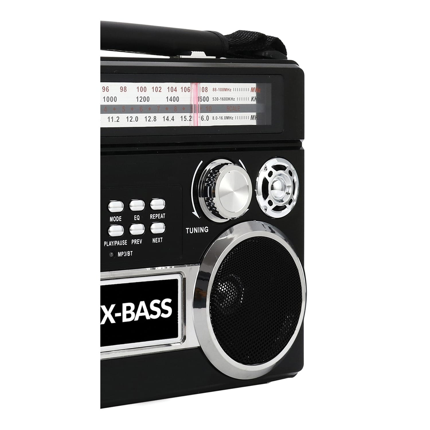 Supersonic Portable 3-Band Radio with Bluetooth and Flashlight, SC-1097BT, Black