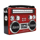 Supersonic Portable 3-Band Radio with Bluetooth and Flashlight, SC-1097BT, Red