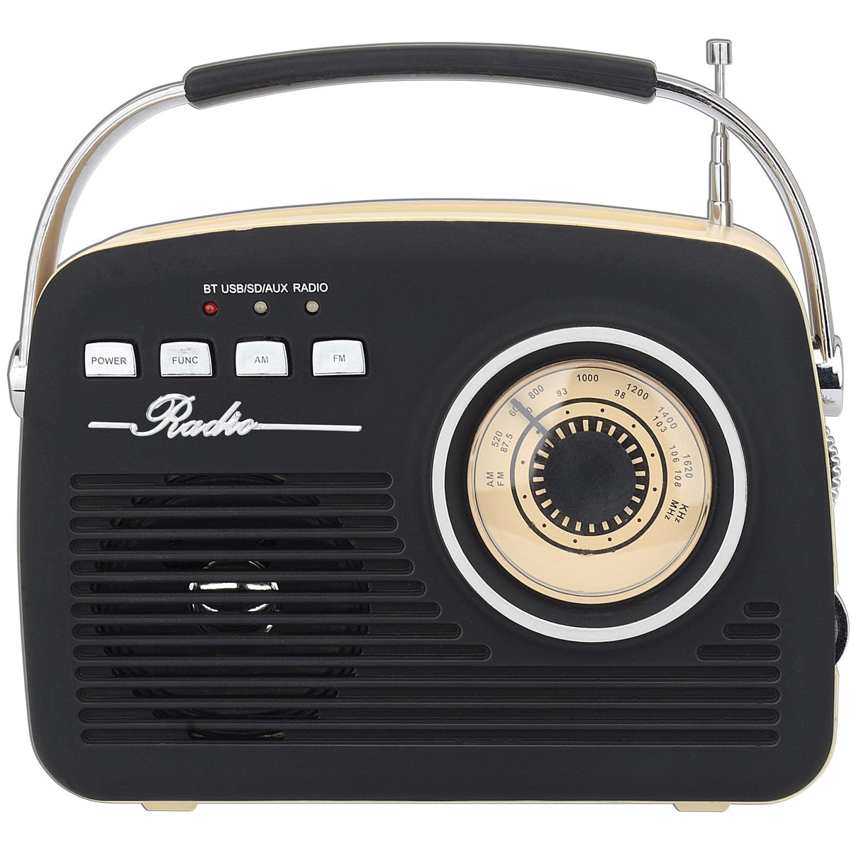 Supersonic Retro Portable AM/FM Radio with Bluetooth, SC-1201, Black