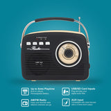 Supersonic Retro Portable AM/FM Radio with Bluetooth, SC-1201, Black