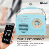 Supersonic Retro Portable AM/FM Radio with Bluetooth, SC-1201, Blue