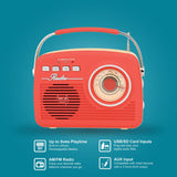 Supersonic Retro Portable AM/FM Radio with Bluetooth, SC-1201, Red