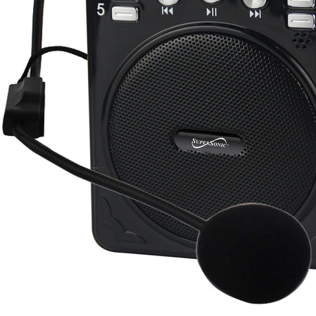 Supersonic Bluetooth Portable PA Speaker Voice Amplifier with Microphone, FM Radio, and Karaoke Jack, SC-1443BT, Black