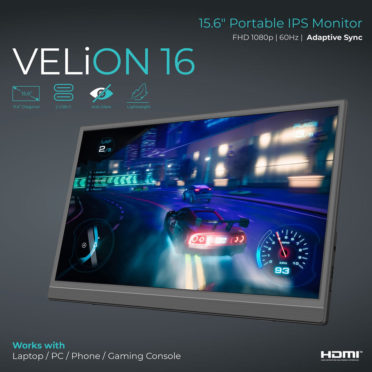 Supersonic 15.6-In. 1080p Full HD Portable Display