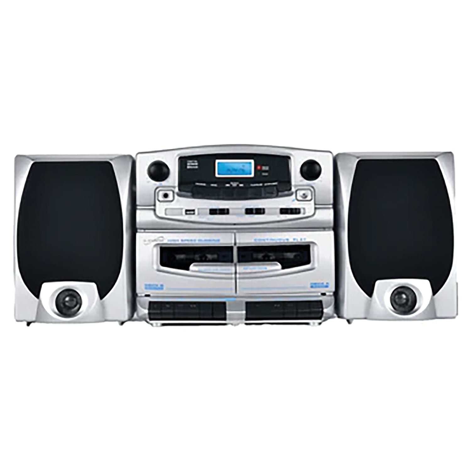 Supersonic 21-Watt Bluetooth Home Stereo System with Detachable Speakers, CD/Dual-Cassette Players, FM Radio, Mic Input, and Remote, SC-2121BT