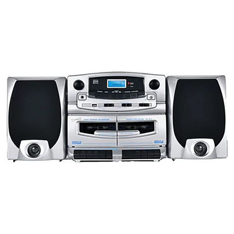 Supersonic 21-Watt Bluetooth Home Stereo System with Detachable Speakers, CD/Dual-Cassette Players, FM Radio, Mic Input, and Remote, SC-2121BT
