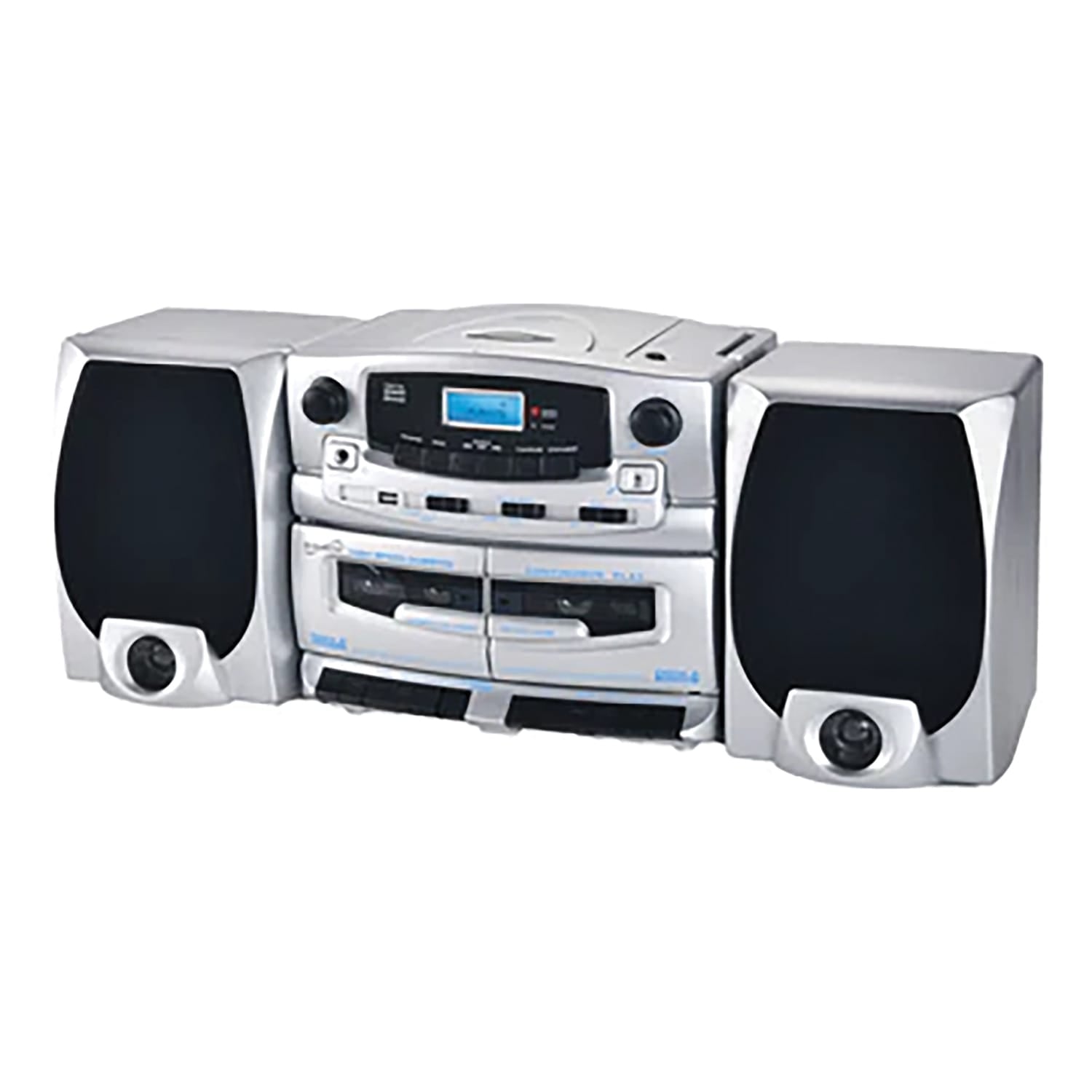 Supersonic 21-Watt Bluetooth Home Stereo System with Detachable Speakers, CD/Dual-Cassette Players, FM Radio, Mic Input, and Remote, SC-2121BT
